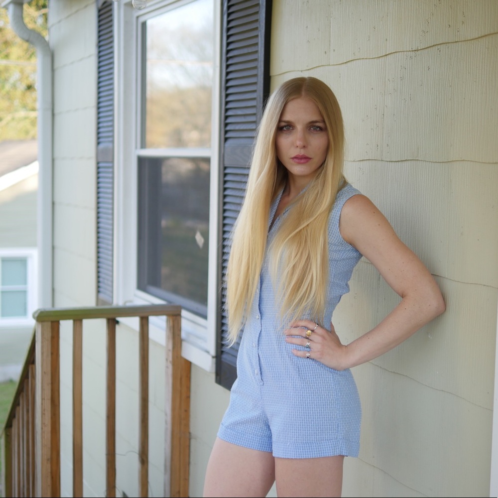 Powder Blue Graph Playsuit/Skirt Set